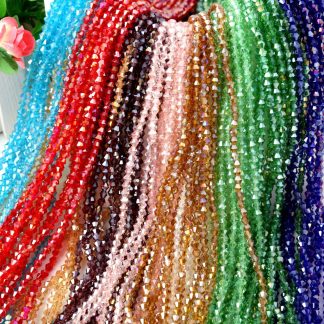 Diamond Crystal Loose Beads 4mm/6mm, Hollow Double Pointed Straight Hole DIY Craft Beads for Jewelry Decoration