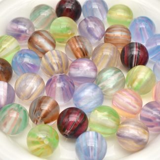 Striped Resin Round Loose Beads, DIY Beads for Bracelets, Phone Charms & Hair Accessories