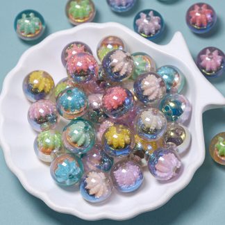 Cactus Bead Micro Landscape, Electroplated Resin Round Beads, DIY Handmade Jewelry Bracelet Accessories